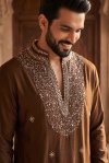 Brown Outluk Wedding Vol 62 Lachaka Mens Kurta With Bottom W6201